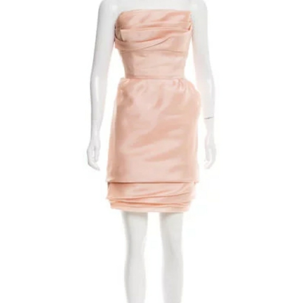 Carmen Marc Valvo Mint Green Strapless Satin